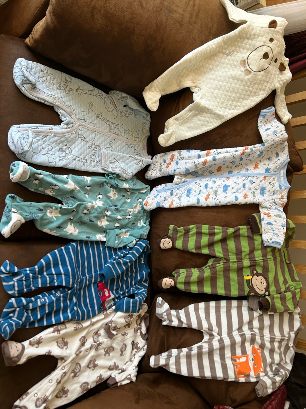 Lot of 8 warm footie pajamas (3-6mo)